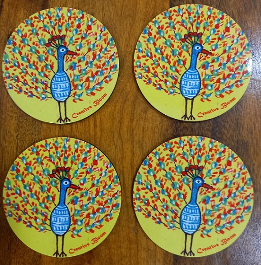 Dancing Peacock Tea coaster (Set of 4)